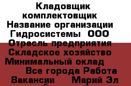 Кладовщик-комплектовщик › Название организации ­ Гидросистемы, ООО › Отрасль предприятия ­ Складское хозяйство › Минимальный оклад ­ 25 000 - Все города Работа » Вакансии   . Марий Эл респ.,Йошкар-Ола г.